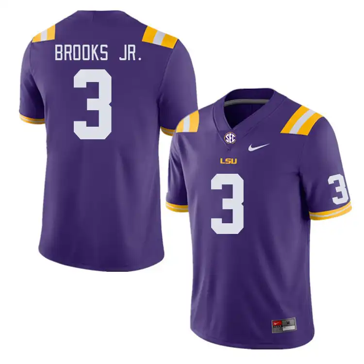 Men's LSU Tigers Greg Brooks Jr. #3 Purple NCAA Football Jersey